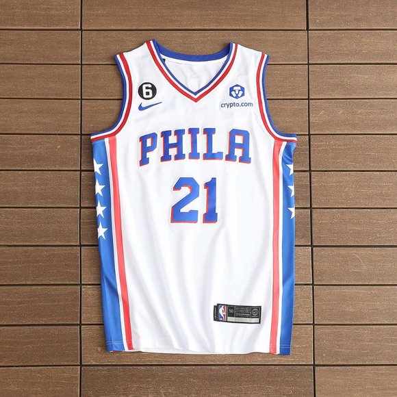 NBA Philadelphia 76ers #21 White Jersey Joel Embiid